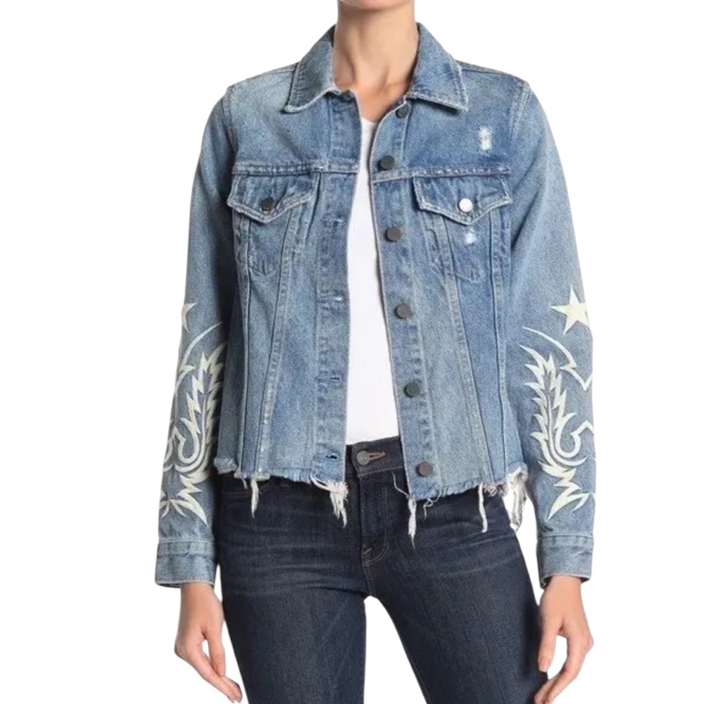All Saints Philly Embroidered Denim Jacket